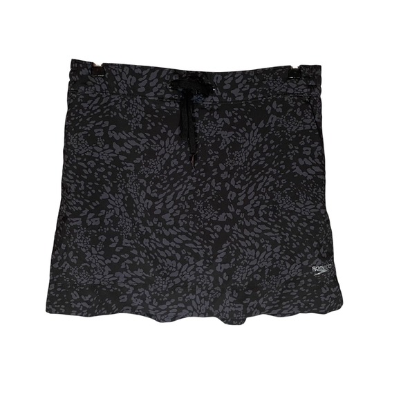 Speedo Other - Speedo Womens Black Grey Leopard Print Swim Skort Built-in Liner Medium